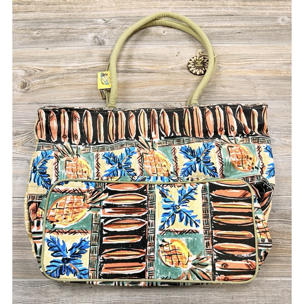 Women's Sun N Sand Lindi Dobrott Beach Bag Pineapple Coastal Tropical Resort - Picture 7 of 16